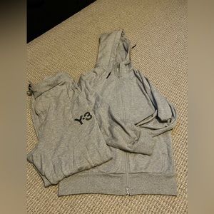 Y3 Grey sweat suit in size small, comes with hoodie and pants